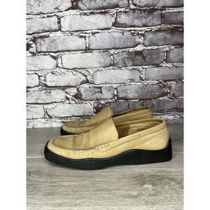 Duccio Del Duca Tan Leather Square Toe Wedge Designer Loafers Women 8.5M US/39EU